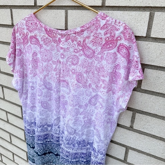 J.Jill Love Linen Ombré Paisley Split Side Tunic Shirt - Picture 8 of 9